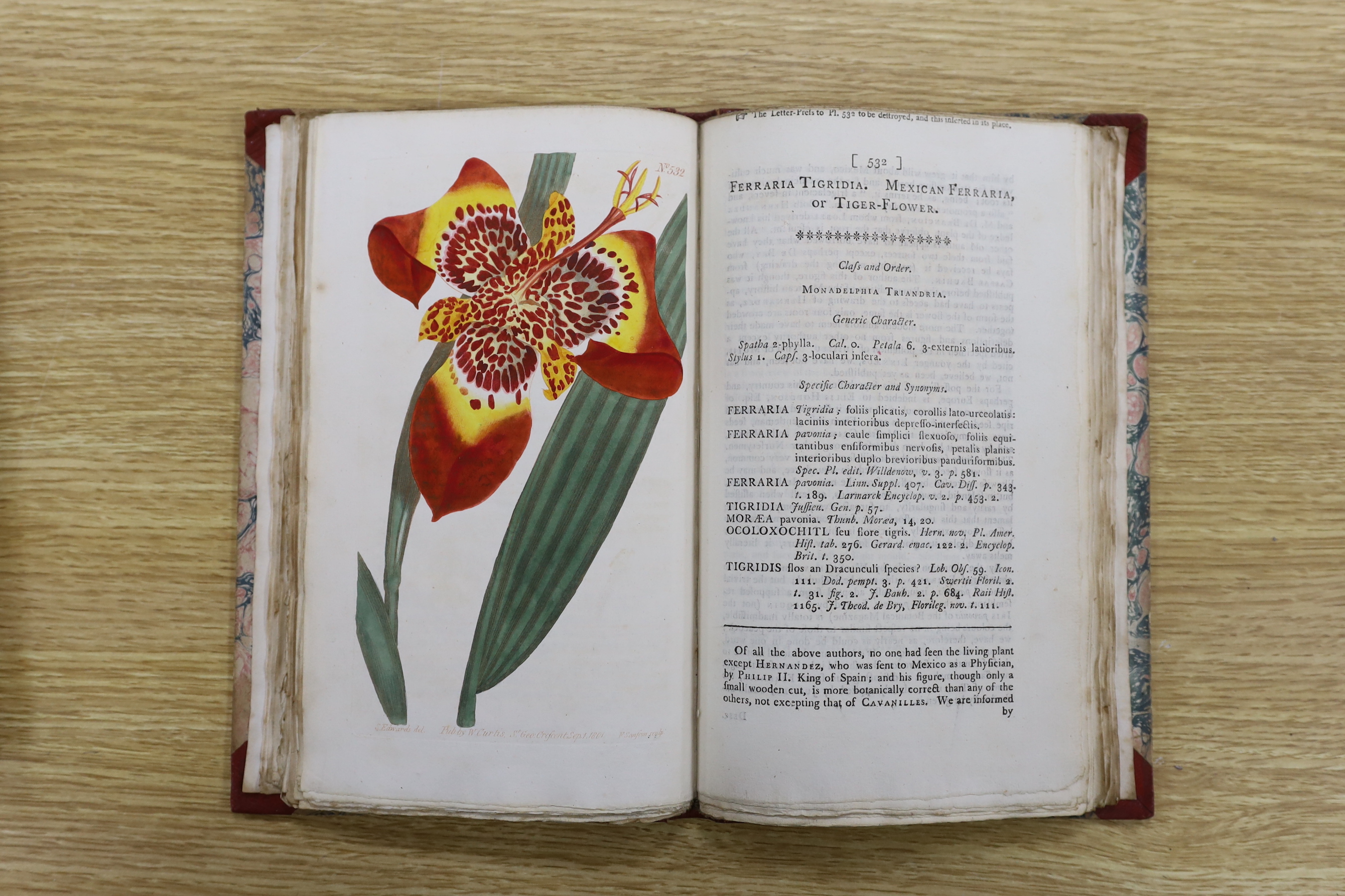 Curtis, William - A Botanical Magazine; or, Flower-Garden Displayed ... vols. IV, XI and XII (bound together), XIII and XV; New Series vol. VIII; Third Series vols. XII, XIV, XVI and XXIII. (10 vols).